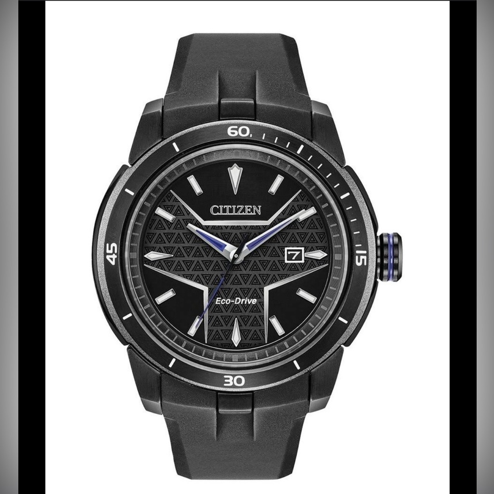 Men’s Citizen Eco-Drive Black Panther Black IP Strap Watch- excellent condition!